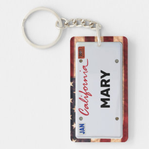 California License Plate (customisable) Keychain