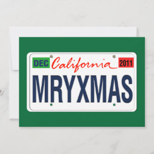 California License Plate Merry Xmas 2011 Invitation