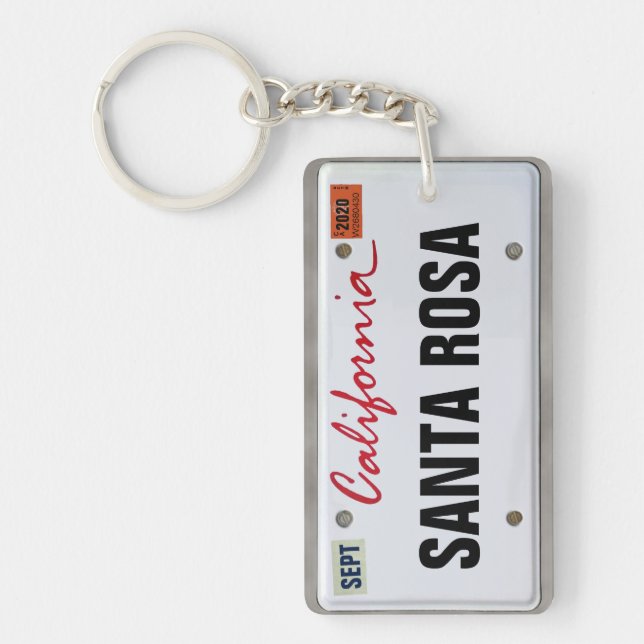 California License Plate w/your Text  Key Ring (Front)