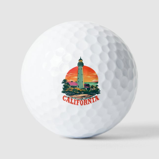 California Lighthouse Sunset View Golf Balls (Front)