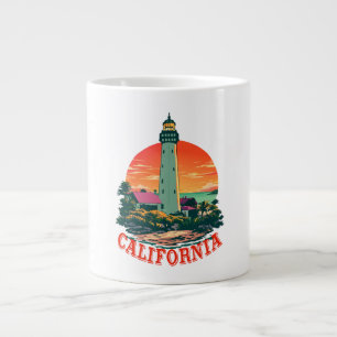 California Lighthouse Sunset View Large Coffee Mug
