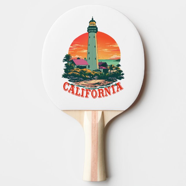 California Lighthouse Sunset View Ping Pong Paddle (Front)