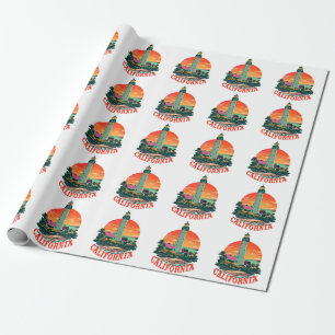California Lighthouse Sunset View Wrapping Paper