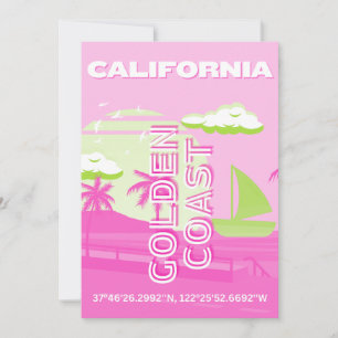 California, Los Angeles, Travel Art, Preppy, Pink Holiday Card