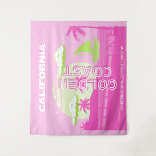 California, Los Angeles, Travel Art, Preppy, Pink Tapestry