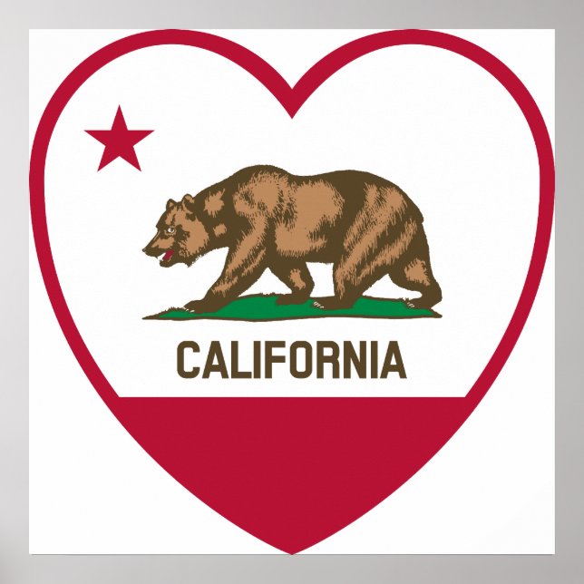 California Love - California Flag Heart Poster (Front)