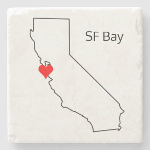 California Love Custom Location San Francisco Bay Stone Coaster