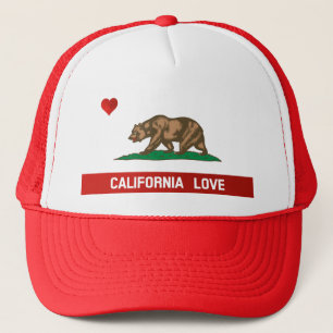 California Love State Flag Trucker Hat (red)