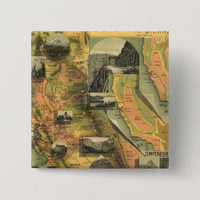 California Map 15 Cm Square Badge (Front)