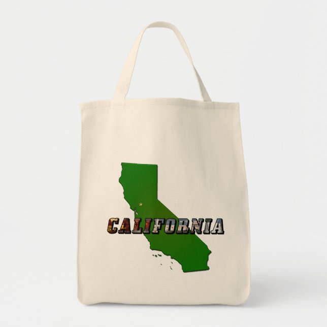 California Map and Picture Text Tote Bag (Front)