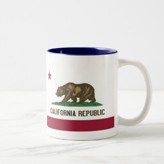 California Map and State Flag Two-Tone Coffee Mug