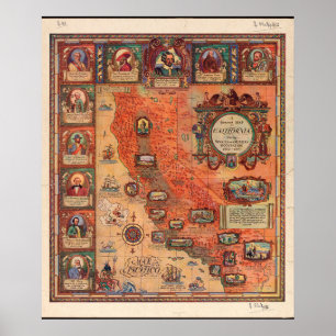 California Map during Spanish Mexican occupation Poster