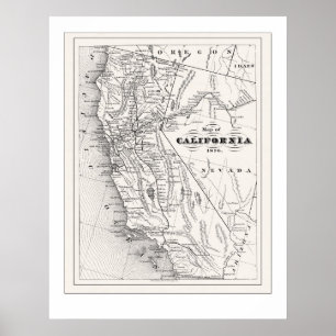 California Map from 1876 Poster