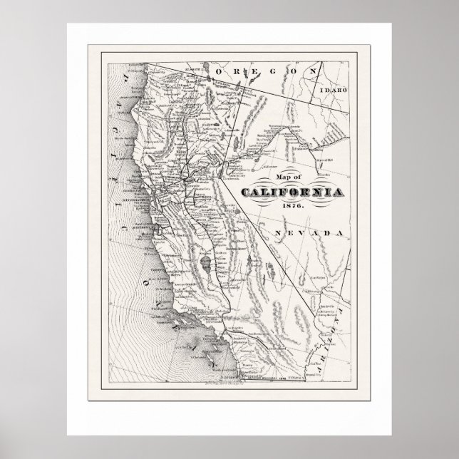 California Map from 1876 Poster (Front)