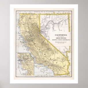 California Map from 1886 Poster