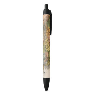 California Map showing townships and railroads Black Ink Pen