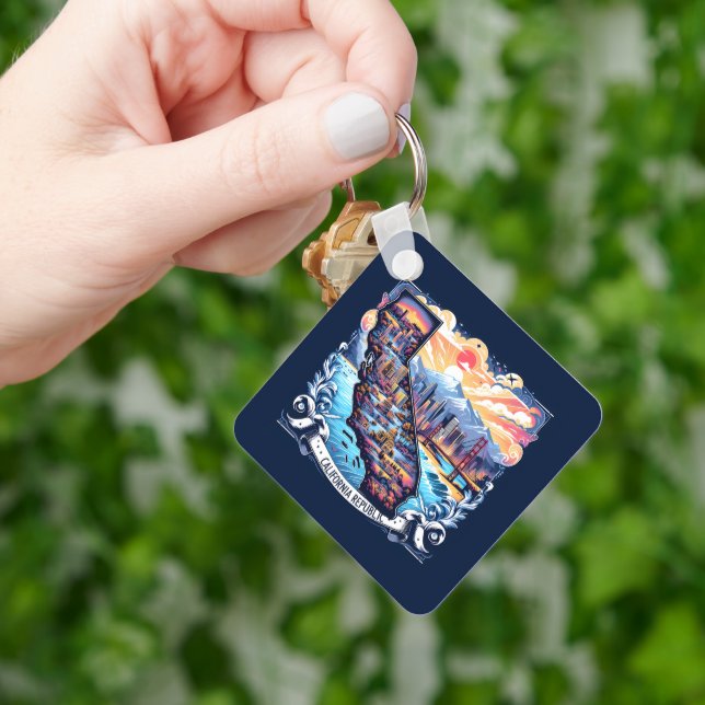 California Map Vector Art Key Ring (Hand)