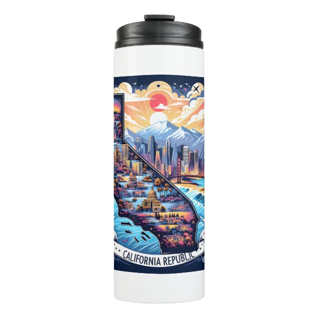 California Map Vector Art Thermal Tumbler (Front)