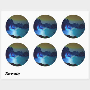 California - MCWAY FALLS - panorama Classic Round Sticker