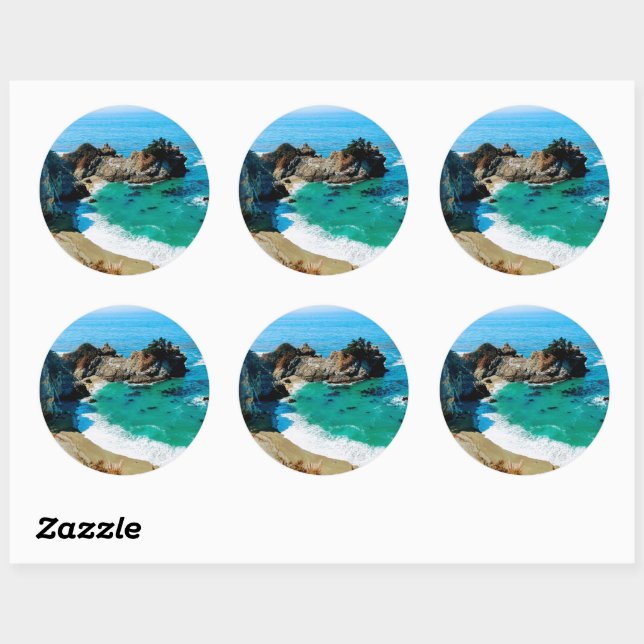 California - MCWAY FALLS - view Classic Round Sticker (Sheet)