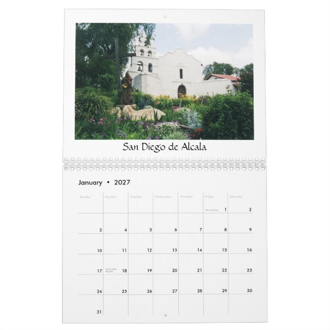 California Missions Calendar (Jan 2027)