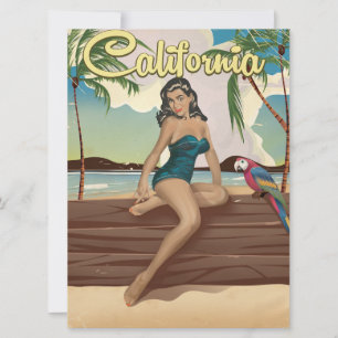 California Model retro travel poster