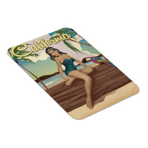 California Model retro travel poster Magnet