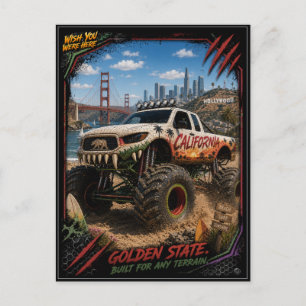 California Monster Truck Off Road Art Postcard