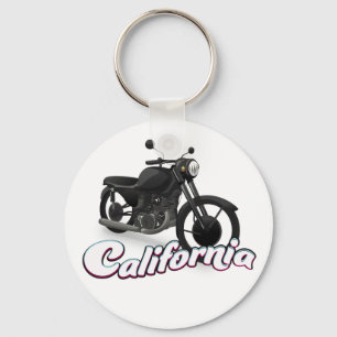 California Motorbike Classic Round Sticker Key Ring