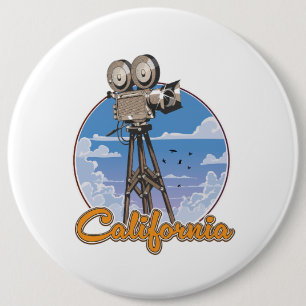 California Movie Camera 6 Cm Round Badge