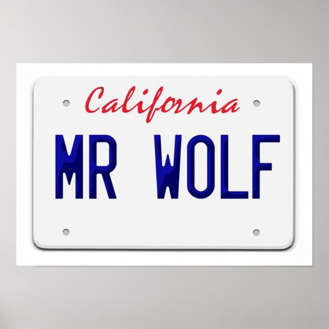 California Mr Wolf License plate Poster (Front)