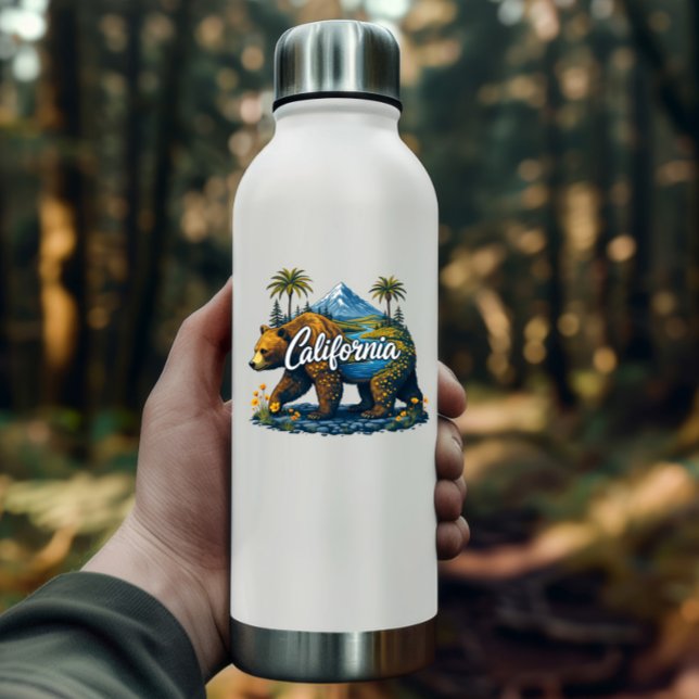 California Nature Bear Sticker | Mountain & Poppy (California Nature Bear Sticker | Mountain & Poppy Art by PiggyPrint Stickers. )