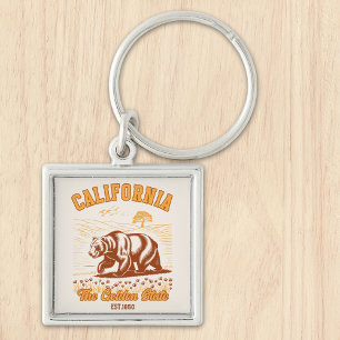 California Nature Lover Gift – Retro Bear Key Ring