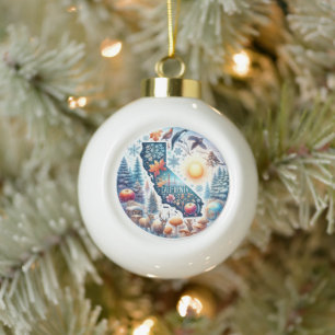 California Nature Winter  Ceramic Ball Christmas Ornament