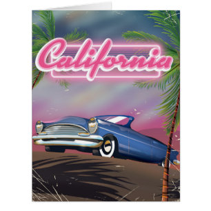 California neon retro travel poster