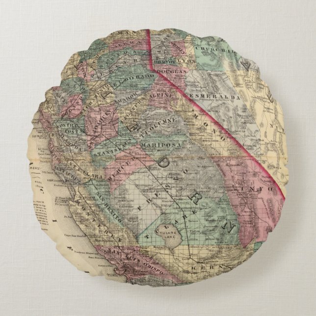 California, Nevada 2 Round Cushion (Front)