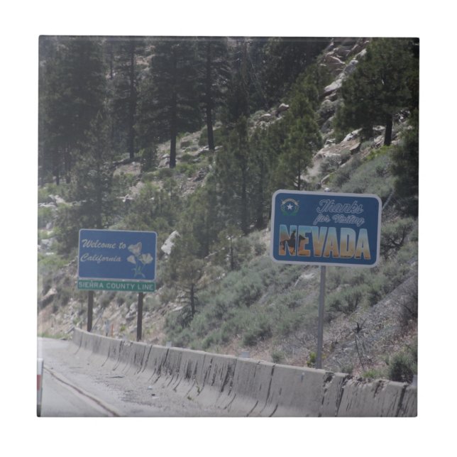 California- Nevada Border Ceramic Tile (Front)