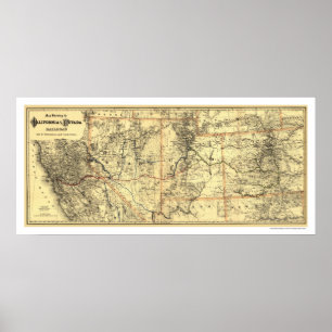 California & Nevada Rail Map 1882 Poster