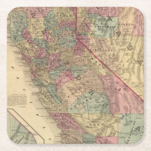 California, Nevada Square Paper Coaster