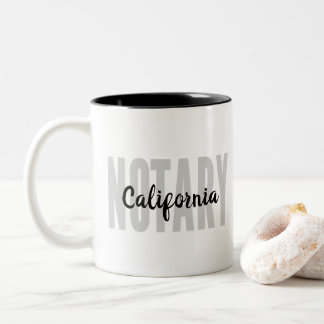 California Notary Public Faded Black Big Font Two-Tone Coffee Mug
