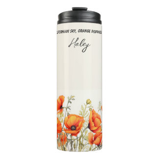 California Orange Poppies with Verse Personalised Thermal Tumbler