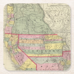 California, Oregon, Utah, New Mexico 2 Square Paper Coaster