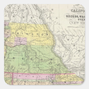 California, Oregon, Washington, Utah, New Mexico 6 Square Sticker