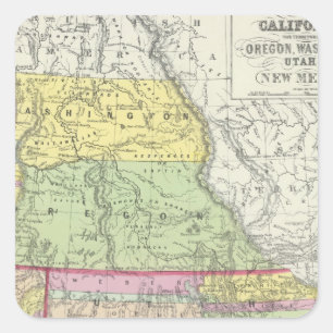 California, Oregon, Washington, Utah, New Mexico 7 Square Sticker