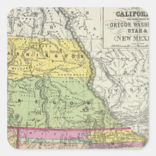 California, Oregon, Washington, Utah, New Mexico 8 Square Sticker