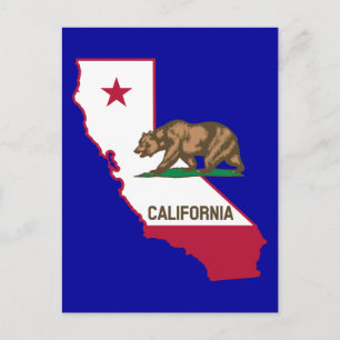 California Outline and Flag Postcard