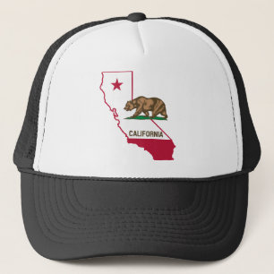California Outline and Flag Trucker Hat