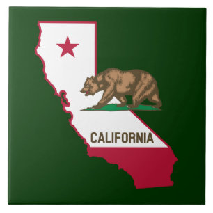California Outline and Silhouette Ceramic Tile