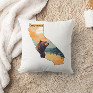 California Outline Bear Mountains Cushion