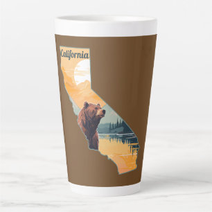 California Outline Bear Mountains Latte Mug